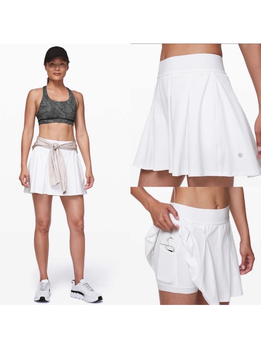 lululemon athletica White Flared Athletic Skirt with Built-In Shorts